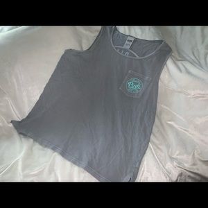 Teal and Grey Pink Pocket Muscle Tank